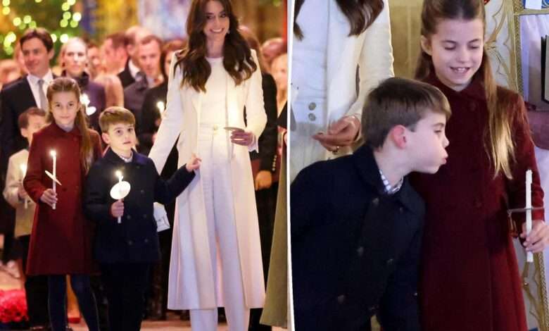 Mischievous Prince Louis blows out sister Princess Charlotte’s candle during Christmas concert Mischievous Prince Louis blows out sister Princess Charlotte’s candle during Christmas concert